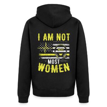 I'm not x most women - x dispatcher - Unisex Premium Organic Zip Hoodie - black - Back - Nico (187cm)