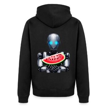 Wassermelone für den Roboter - Unisex Premium Bio Zip Hoodie - Schwarz - Hinten - Nico (187cm)