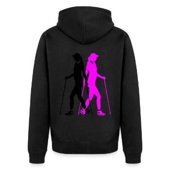 Nordic Walking Woman Silhouette - Unisex Premium Organic Zip Hoodie - black - Back - Nico (187cm)