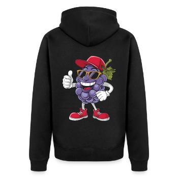 Trauben - Unisex Premium Bio Zip Hoodie - Schwarz - Hinten - Nico (187cm)