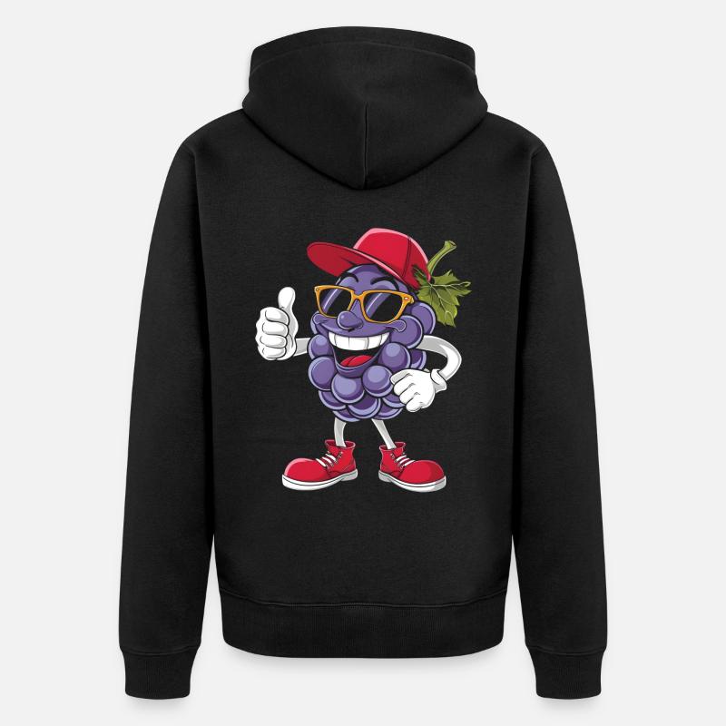 Trauben - Unisex Premium Bio Zip Hoodie - Schwarz