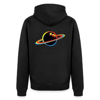 Planet - Unisex Premium Bio Zip Hoodie - Schwarz - Hinten - Nico (187cm)