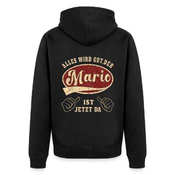 Mario everything will be fine the Mario is now retro - Unisex Premium Organic Zip Hoodie - black - Back - Nico (187cm)