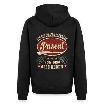 Pascal ich bin dieser legendäre Pascal Retro - Unisex Premium Bio Zip Hoodie - Schwarz - Hinten - Nico (187cm)