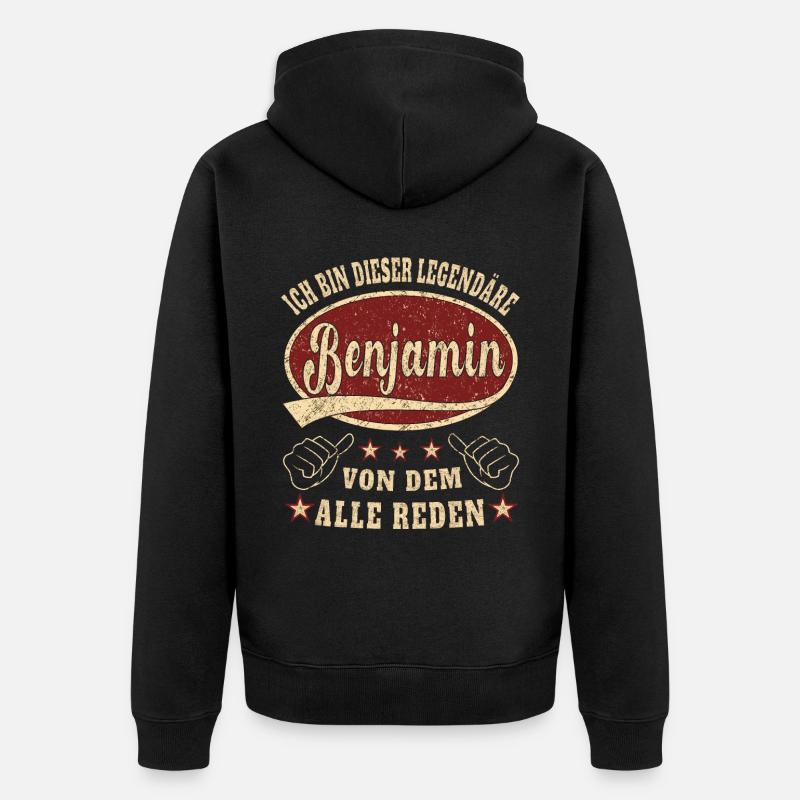 Benjamin ich bin dieser legendäre Benjamin Retro - Unisex Premium Bio Zip Hoodie - Schwarz