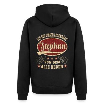 Stephan ich bin dieser legendäre Stephan Retro - Unisex Premium Bio Zip Hoodie - Schwarz - Hinten - Nico (187cm)