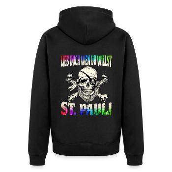 St. Pauli Hambourg Fanartikel St. Pauli - Veste à capuche bio Premium Unisexe - noir - Dos - Nico (187cm)