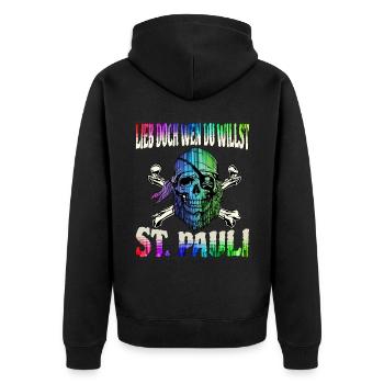 St. Pauli Hambourg Fanartikel St. Pauli - Veste à capuche bio Premium Unisexe - noir - Dos - Nico (187cm)