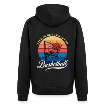 life is better with Basketball Summer Design - Unisex Premium Organic Zip Hoodie - black - Back - Nico (187cm)