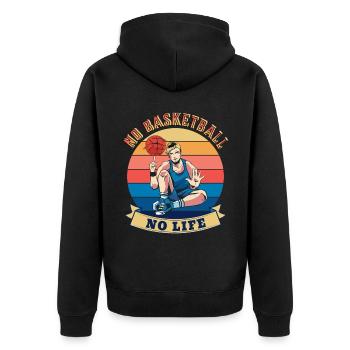 No Basketball No Life Summer Design - Unisex Premium Organic Zip Hoodie - black - Back - Nico (187cm)
