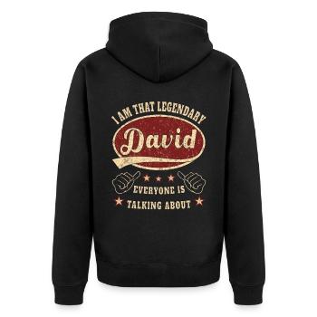 David i am that legendary David - Unisex Premium Organic Zip Hoodie - black - Back - Nico (187cm)
