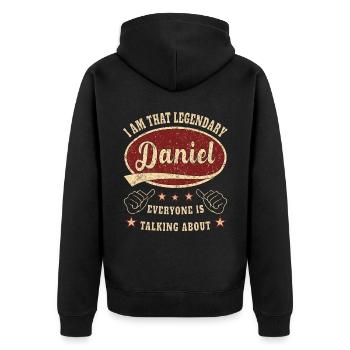 Daniel i am that legendary Daniel - Unisex Premium Organic Zip Hoodie - black - Back - Nico (187cm)