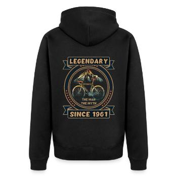 Fahrrad 1961 Radsport Rennrad Radfahrer Geburtstag - Unisex Premium Bio Zip Hoodie - Schwarz - Hinten - Nico (187cm)