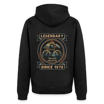 Bicycle 1978 Cycling Road Bike Cyclist Birthday - Unisex Premium Organic Zip Hoodie - black - Back - Nico (187cm)