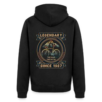 Bicycle 1987 Cycling Road Bike Cyclist Birthday - Unisex Premium Organic Zip Hoodie - black - Back - Nico (187cm)