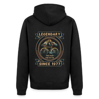 Bicycle 1977 Cycling Road Bike Cyclist Birthday - Unisex Premium Organic Zip Hoodie - black - Back - Nico (187cm)
