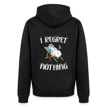 Ich bereue nichts Santa Claus Snowman Holidays - Unisex Premium Bio Zip Hoodie - Schwarz - Hinten - Nico (187cm)