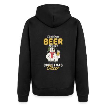 Urlaub mit dem Schneemann des Weihnachtsmanns - Unisex Premium Bio Zip Hoodie - Schwarz - Hinten - Nico (187cm)