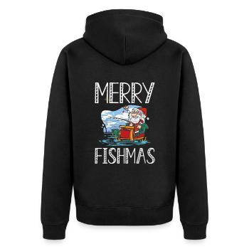 Merry Fishmas Père Noël Vacances de pêche en bateau - Veste à capuche bio Premium Unisexe - noir - Dos - Nico (187cm)