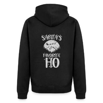 Santa's Lieblings Ho Santa Claus Schneemann Urlaub - Unisex Premium Bio Zip Hoodie - Schwarz - Hinten - Nico (187cm)