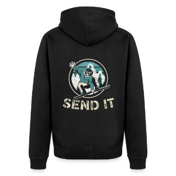 Send It Winter Sports Snowboarder Sport - Unisex Premium Organic Zip Hoodie - black - Back - Nico (187cm)