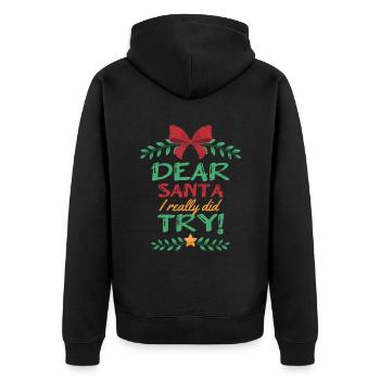 Lieber Weihnachtsmann Ich habe wirklich Weihnachtsmann-Rentiere ausprobiert - Unisex Premium Bio Zip Hoodie - Schwarz - Hinten - Nico (187cm)