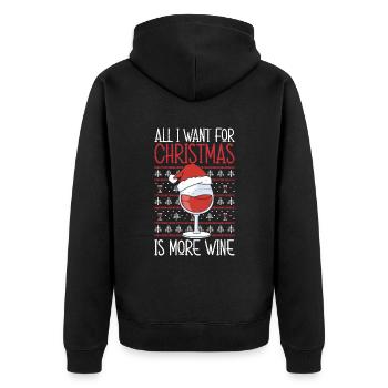 Alles, was ich zu Weihnachten will, ist mehr Wein - Unisex Premium Bio Zip Hoodie - Schwarz - Hinten - Nico (187cm)