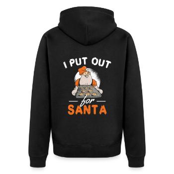 Ich stelle für Santa Santa Claus Cookie Holidays - Unisex Premium Bio Zip Hoodie - Schwarz - Hinten - Nico (187cm)
