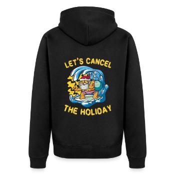 Weihnachtsmann Surfurlaub - Unisex Premium Bio Zip Hoodie - Schwarz - Hinten - Nico (187cm)