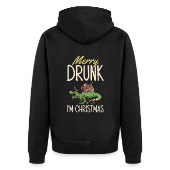 Joyeux ivrogne Je suis Noël Père Noël Rennes - Veste à capuche bio Premium Unisexe - noir - Dos - Nico (187cm)