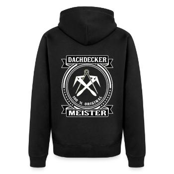 Dachdecker Meister Geschenk Retro - Unisex Premium Bio Zip Hoodie - Schwarz - Hinten - Nico (187cm)