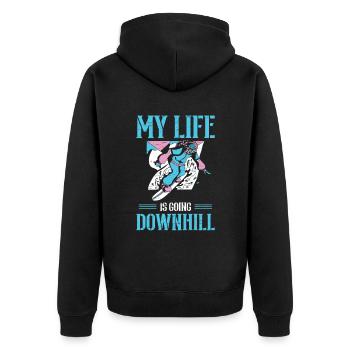 My Life Is Going Downhill Winter Sport Snowboarder - Unisex Premium Organic Zip Hoodie - black - Back - Nico (187cm)