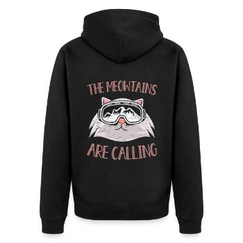 Die Meowtains nennen Wintersportler Snowboarder - Unisex Premium Bio Zip Hoodie - Schwarz - Hinten - Nico (187cm)