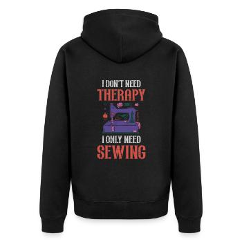 Ich brauche keine Therapie, ich brauche nur Nähen - Unisex Premium Bio Zip Hoodie - Schwarz - Hinten - Nico (187cm)