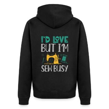 Quilt Fabric Needle Seamstress - Unisex Premium Organic Zip Hoodie - black - Back - Nico (187cm)