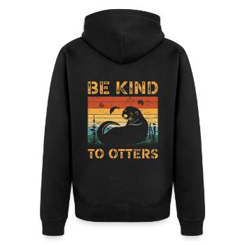 Be Kind To Otters Wild Pet Mammal Wildlife - Unisex Premium Organic Zip Hoodie - black - Back - Nico (187cm)