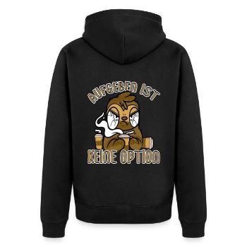 Kaffee aufgeben ist keine Option böses Faultier - Unisex Premium Bio Zip Hoodie - Schwarz - Hinten - Nico (187cm)