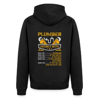 Klempner Stundensatz Spüle Werkzeuge Wartungsarbeiter - Unisex Premium Bio Zip Hoodie - Schwarz - Hinten - Nico (187cm)