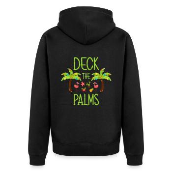 Deck The Palms Flamingo Weihnachtsmann Frohe Feiertage - Unisex Premium Bio Zip Hoodie - Schwarz - Hinten - Nico (187cm)