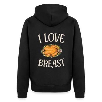 Ich liebe Breast Apple Pie Gobble Feier - Unisex Premium Bio Zip Hoodie - Schwarz - Hinten - Nico (187cm)