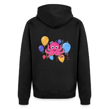 Herz-Oktopus-Valentinstag für einen Seekaucher - Unisex Premium Bio Zip Hoodie - Schwarz - Hinten - Nico (187cm)