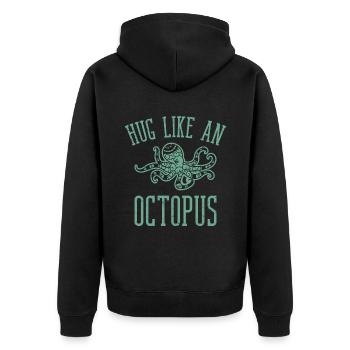 Umarmung wie ein Oktopus für einen Seetaucher - Unisex Premium Bio Zip Hoodie - Schwarz - Hinten - Nico (187cm)