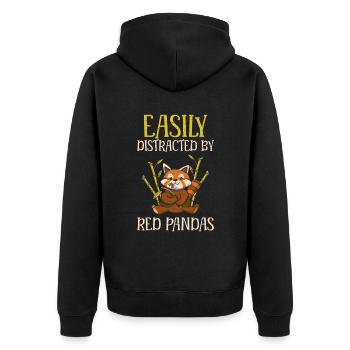 Facilement distrait par les pandas roux pour un bambou - Veste à capuche bio Premium Unisexe - noir - Dos - Nico (187cm)