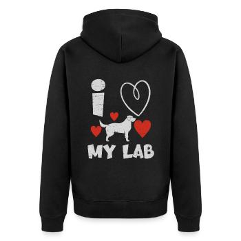 Ich liebe meine Lab Paw Lovers Welpen Hundebesitzer - Unisex Premium Bio Zip Hoodie - Schwarz - Hinten - Nico (187cm)