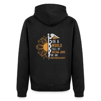 Operationssaal Krankenhausarzt - Unisex Premium Bio Zip Hoodie - Schwarz - Hinten - Nico (187cm)