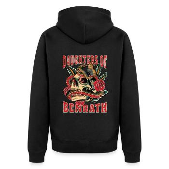 Düsseldorf daughters of Benrath - Unisex Premium Bio Zip Hoodie - Schwarz - Hinten - Nico (187cm)