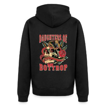 Bottrop Power-Frau daughters of Bottrop - Unisex Premium Bio Zip Hoodie - Schwarz - Hinten - Nico (187cm)