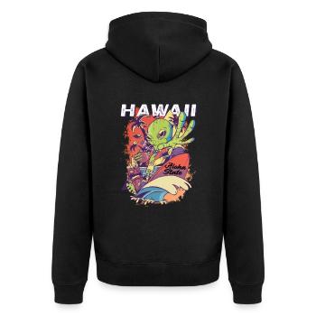 70s 80s Hawaiian Island Palm Beach - Great - Unisex Premium Organic Zip Hoodie - black - Back - Nico (187cm)