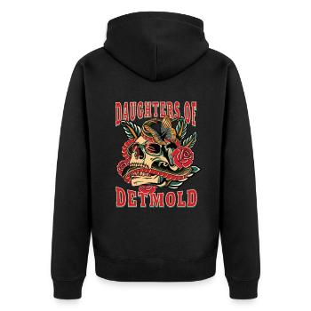 Detmold Frau Geschenk daughters of Detmold Frauen - Unisex Premium Bio Zip Hoodie - Schwarz - Hinten - Nico (187cm)