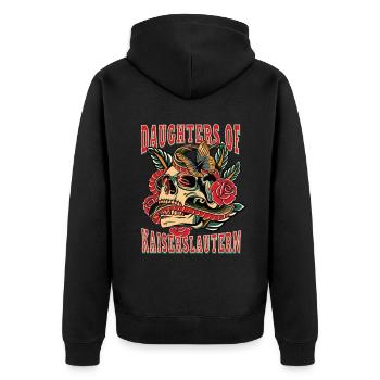 Kaiserslautern Frau Geschenk daughters of - Unisex Premium Bio Zip Hoodie - Schwarz - Hinten - Nico (187cm)